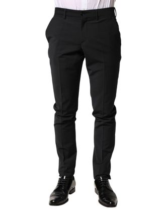 Dolce & Gabbana Mens Wool Formal Trousers Black