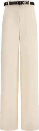 Max Mara Broeken, Dames, Beige, M, Leer, Triacetaat Top met Minimalistisch Ontwerp