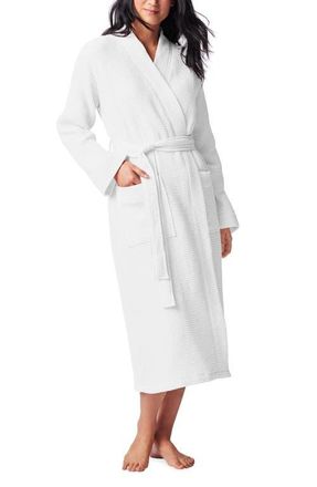 Coyuchi Gender Inclusive Waffle Weave Organic Cotton Robe in Alpine White at Nordstrom, Size X-Small