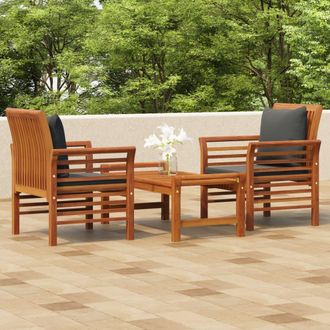 vidaXL Set De Muebles Para Jard&iacute;n 3 Piezas Con Cojines Madera Acacia Vidaxl