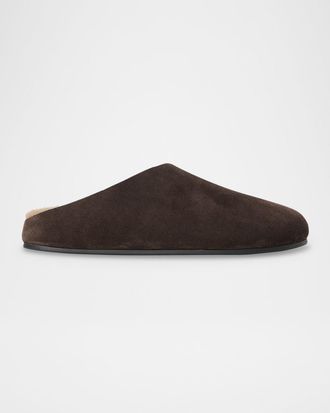 The Row Hudson Fur-Lined Suede Slide Mules