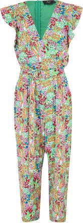AX PARIS Dames Bloemen V-Hals Casual Jumpsuit (Meerkleurige Print)