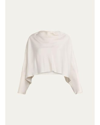 SIMKHAI Bearitz Draped Cowl-Neck Satin Top