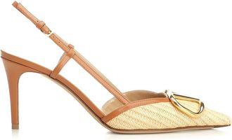 Valentino Garavani Vlogo Signature Slingback Dcollet In Raffia