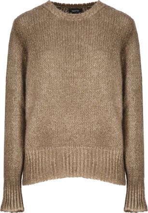 Avant Toi Melange Cashmere Sweater with Braided Texture and Ribbed Accents