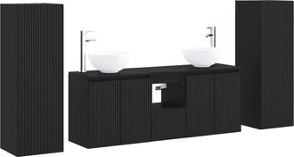 vidaXL Juego De Muebles De Ba&ntilde;o 5 Uds. Negro 33 X 34,5 X 100 Cm Vidaxl