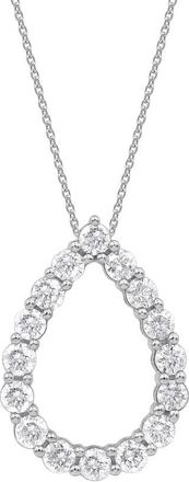 DiamondMuse 2 Carat Natural Diamond Pear Pendant Necklace in 14K White Gold, Fine Jewelry for Women, Gift Box Included