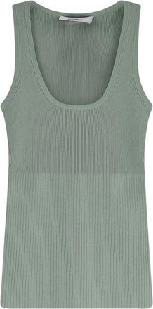Max Mara Ghiro Top - Dames - Tops zonder mouwen - Groen - S - Polyester - Tops