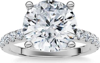 Pompeii3 Certified 3.40Ct Round Cut Diamond Engagement Ring 14k Gold Lab Grown