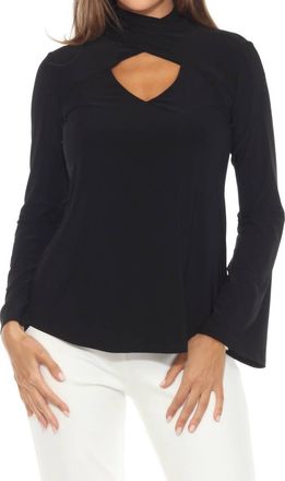 Joseph Ribkoff Keyhole High Neck Long Sleeve Top In Black
