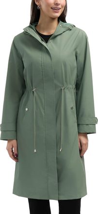 Ellen Tracy Womens Longline Rubber coated Raincoat