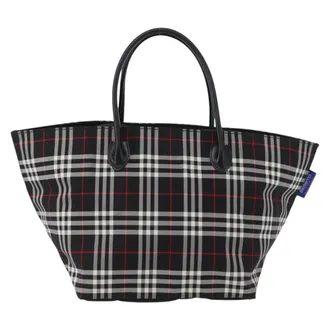 Burberry Nova Check Nylon Black Nylon Handbag (Pre-Owned)