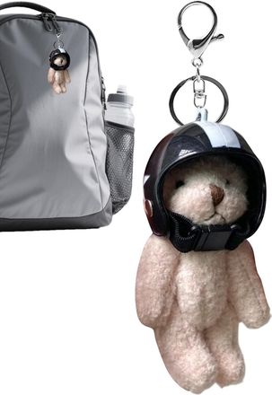 Generic Plush Bear Keychain - Animal Racing Helmet, Cute Plush Ring | Elegant Women Girls Gift Idea Present, Adorable Blurred Blurred Keychain Accessory for B