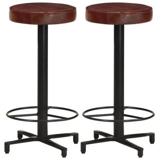 vidaXL Vidaxl - Taburetes De Barra De Cocina 2 Unidades Cuero Aut&eacute;ntico 66 Cm