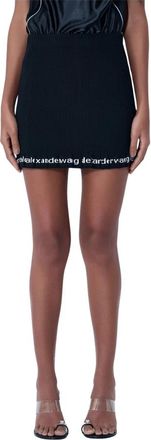 Alexander Wang Geribde Minirok Met Logodetail - Dames - Korte rokken - Zwart - S - Nylon - Rokken
