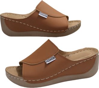 Generic Vivastep Womens Summer Sandals Ergonomic Non-Slip Orthopaedic Slip in Mules Platform Wedge Sandals (Brown, Adult, Women, 6, Numeric, UK Footwear Size 