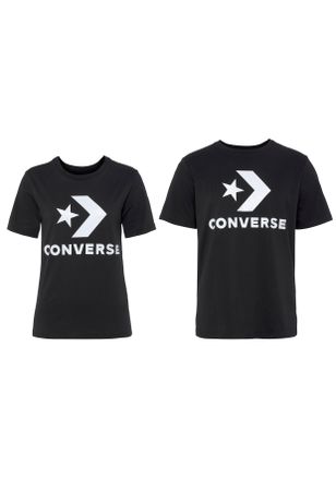 Converse T-Shirt CONVERSE Unisex GO-TO STAR CHEVRON LOGO STANDARD-FIT, Damen, Gr. XXL, schwarz (converse schwarz), Single Jersey, Obermaterial: 100% Baumwolle,