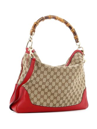 Gucci Diana Bamboo Shoulder Bag GG Canvas Medium hobo bag - Marrone