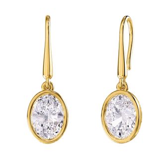 Diamond2Deal 14k Yellow Gold 2.40 Ct Oval Cut Lab Grown Diamond Drop & Dangle Earrings VVS-VS, E-F