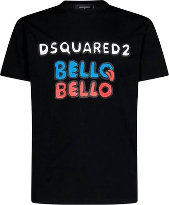Dsquared2 Cotton Short Sleeve Tee In Black