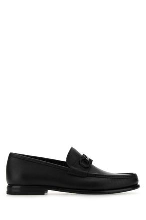 Ferragamo Black Solid Crown Loafers