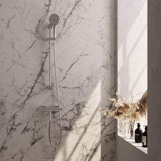 Marcel Breuer Chrome Edition Douchekraan opbouw - glijstang - 1 functie - 2 gladde knoppen - handdouche rond 3 standen - chroom