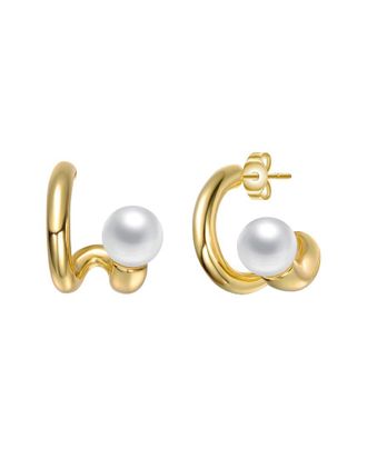 Genevive 14K Over Silver 6Mm Pearl Drop Earrings