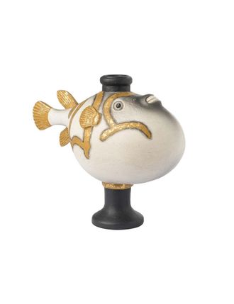 Schubiger M&ouml;bel Kerzenst&auml;nder Kugelfisch Weiss Gold H: 20 cm