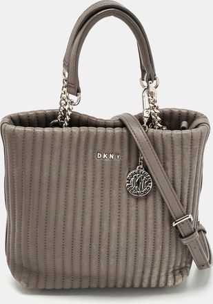DKNY Dkny Grey Stripe Leather Gansevoort Tote