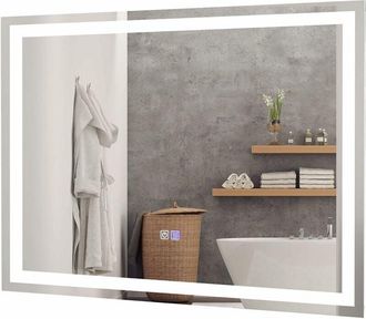 Costway Costway - Specchio led per Bagno, Specchio da Parete con Luminosità e Temperatura Colore Regolabili, Interruttore a Sfioramento e Funzione