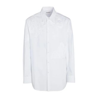 Valentino Casual Shirts, male, White, Size: L Embroidered Cotton Shirt for Men