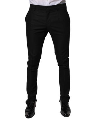 Dolce & Gabbana Mens Black Virgin Wool Menskinny Dress Formal Pants
