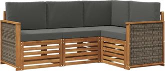 vidaXL Conjunto De Sof&aacute;s De Exterior 4 Uds. Poli&eacute;ster Vidaxl