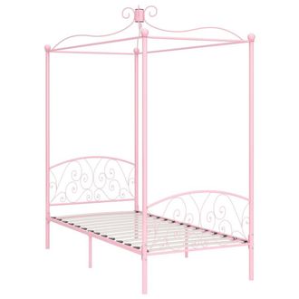 Berkfield Home Canopy Bed Frame Pink Metal 100x200 cm