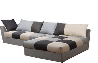 VENTE-UNIQUE.COM Sof&aacute; rinconera poli&eacute;ster 5 plazas gris claro, gris antracita 274x168cm