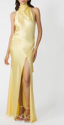 Sau Lee Penelope Satin Gown in Popcorn Yellow at Nordstrom, Size 12