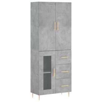 vidaXL Vidaxl - Aparador Alto Madera Contrachapada Gris Hormig&oacute;n 69,5x34x180 Cm
