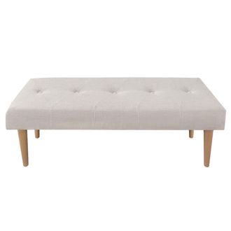 NATYAL Banqueta tapizada pie de cama en gris perla con patas de madera 120cm