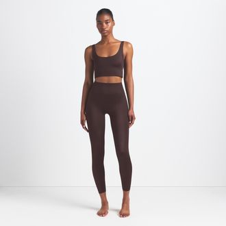 Nike Womens SKIMS Satin Shine High-Waisted Bonded 26 Leggings in Brown | IR5078-249