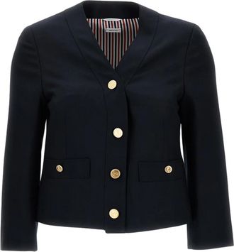 Thom Browne Giacca in fresco di lana - Dames - Blazers - Blauw - M - Wol - Jassen