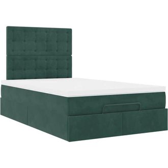 vidaXL Vidaxl - Estructura Cama Otomana Colchones Terciopelo Verde Oscuro