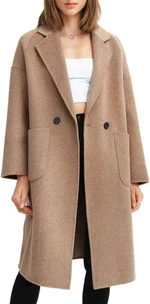 Belle & Bloom BELLE AND BLOOM Publisher Double-Breasted Wool Blend Coat at Nordstrom, Size X-Small