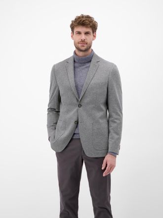Lerros Jerseysakko LERROS Jerseyblazer in Strickoptik, Herren, Gr. 56, mid grau melange, 74% Polyester, 24% Viskose, 2% Elasthan, Sakkos Jerseysakko