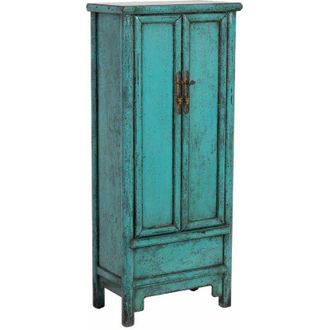 Wanderlust Deco Armario De Madera Azul 60x35x140h Cm