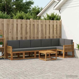 vidaXL Vidaxl Set Di Divani Da Esterno 7 Pz Naturale E Antracite Poliestere