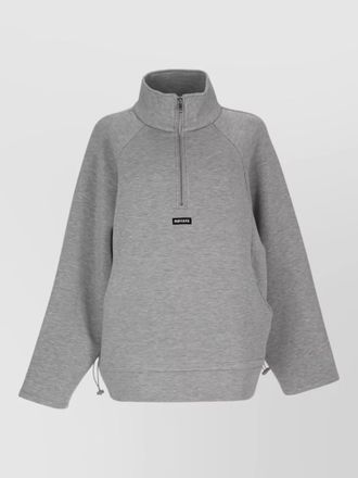 Rotate scuba jacket high collar drawstring hem