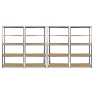 MonsterShop Monster Racking 4 x Galwix Galvanised Steel Shelves, 90cm Wide in Silver