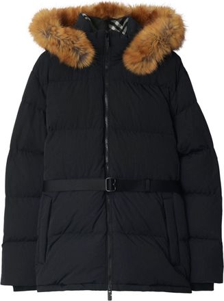 Burberry B Shield-appliqué puffer coat - women - Polyamide/Polyamide/Wool/Goose Down/Goose Feather/Polyester - M - Black