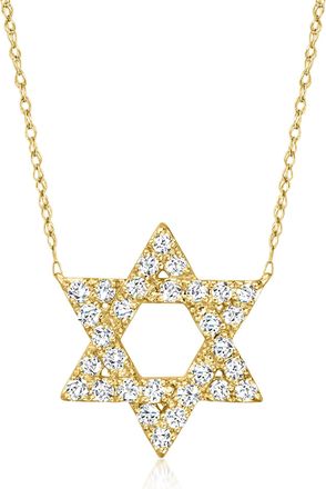 Ross-Simons Diamond Star Of David Necklace in 14kt Yellow Gold