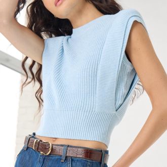 Autumn Cashmere Doubled Flanges Shaker Crew Sweater In Baby Blue